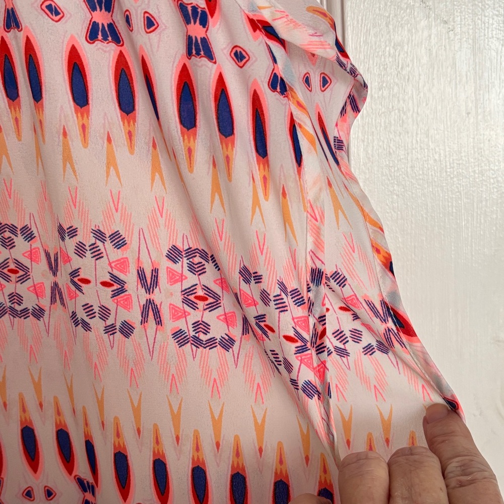 STYLUS Pink Multicolor Sleeveless V-Neck Geometric Print Top - Picture 6 of 8